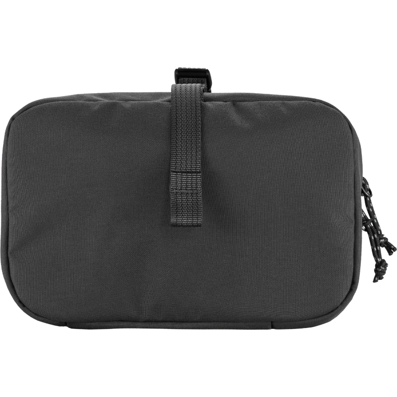 Black pouch with a strap on a white background