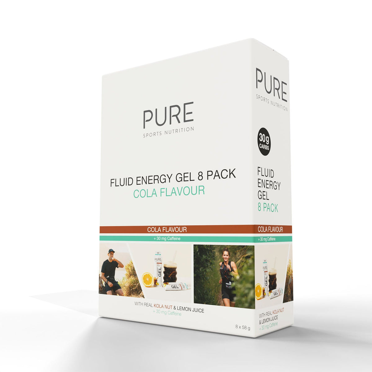 PURE Fluid Energy Gel Box of 8 - Cola + Caffeine