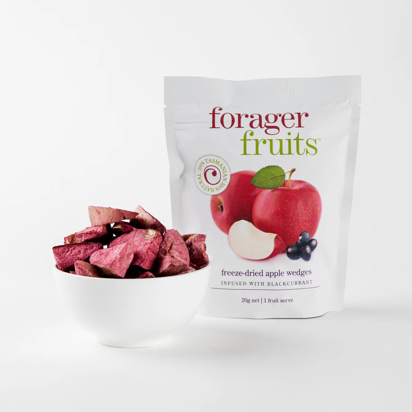 Forager Fruits Freeze Dried Apple Wedges infused with Blackcurrant