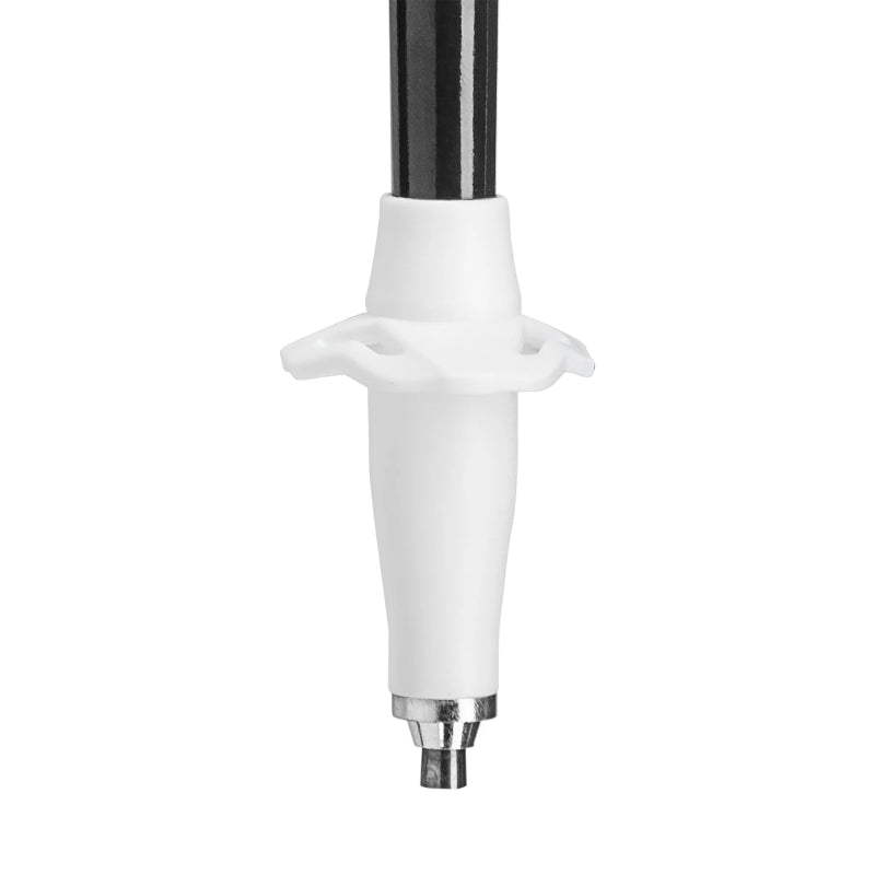 White and silver faucet handle on a white background