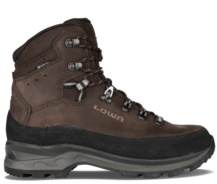 Brown hiking boot with visible brand logo on a white background