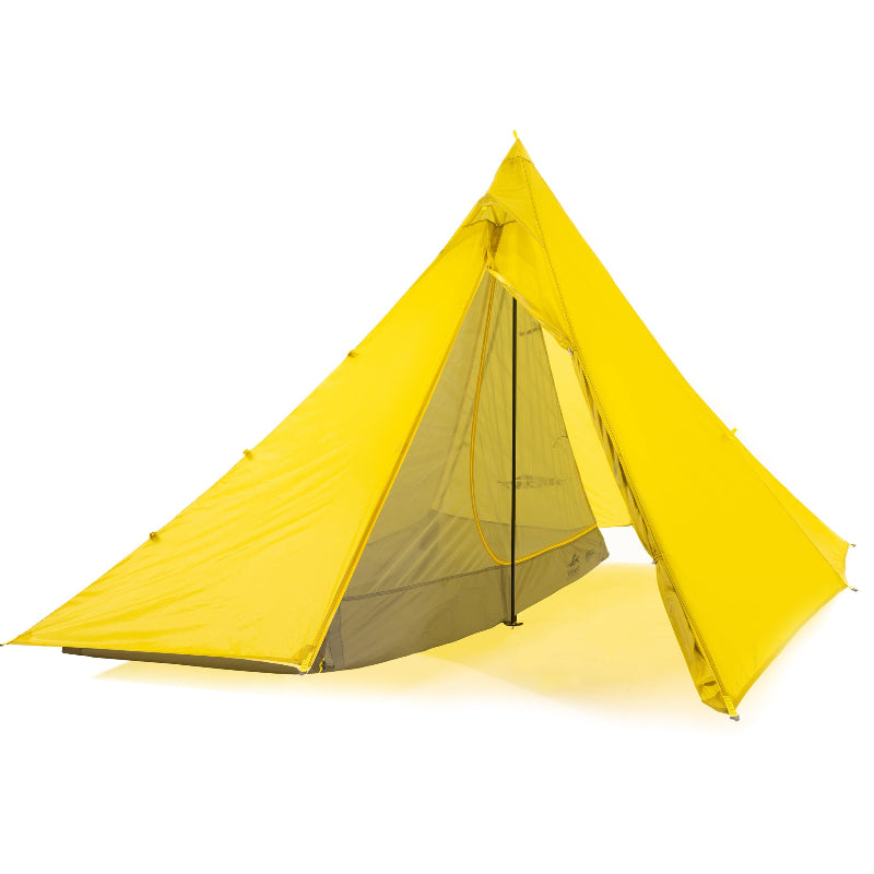Yellow tent on a white background