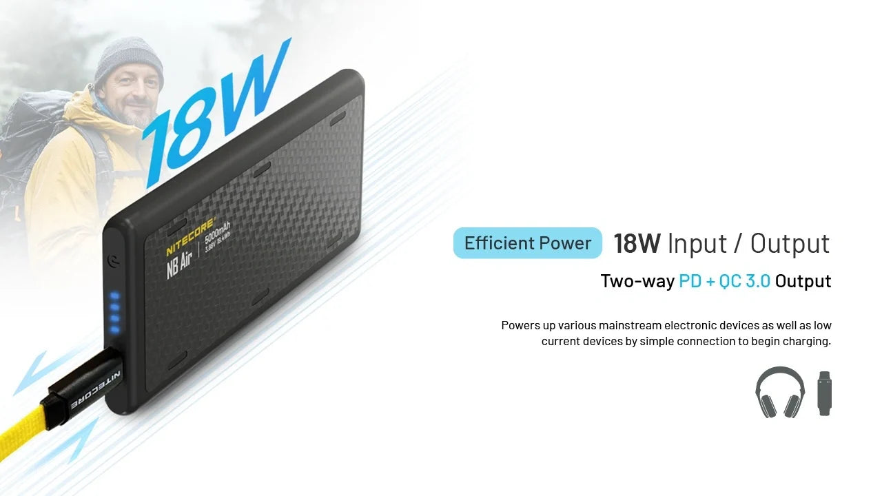 Nitecore NB Air Ultra-Slim Portable Power Bank 5000mAh 10