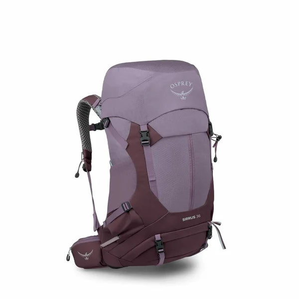 Purple Osprey backpack on a white background