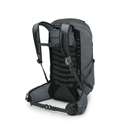 Gray backpack on a white background