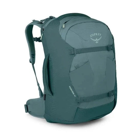Green Osprey backpack on a white background