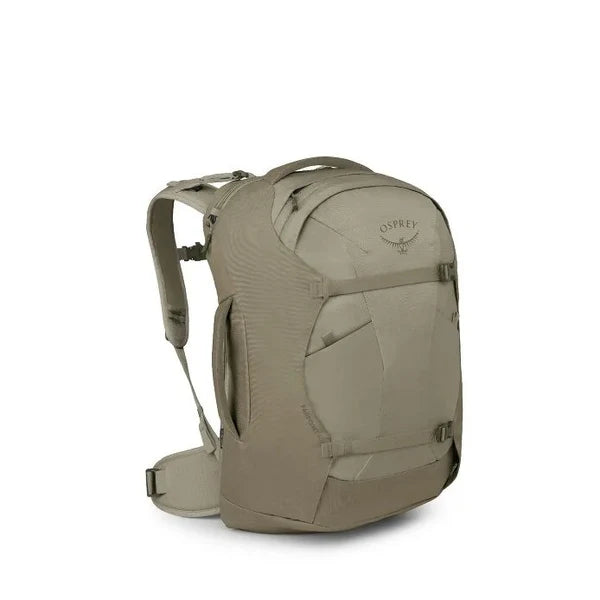 Beige Osprey backpack on a white background