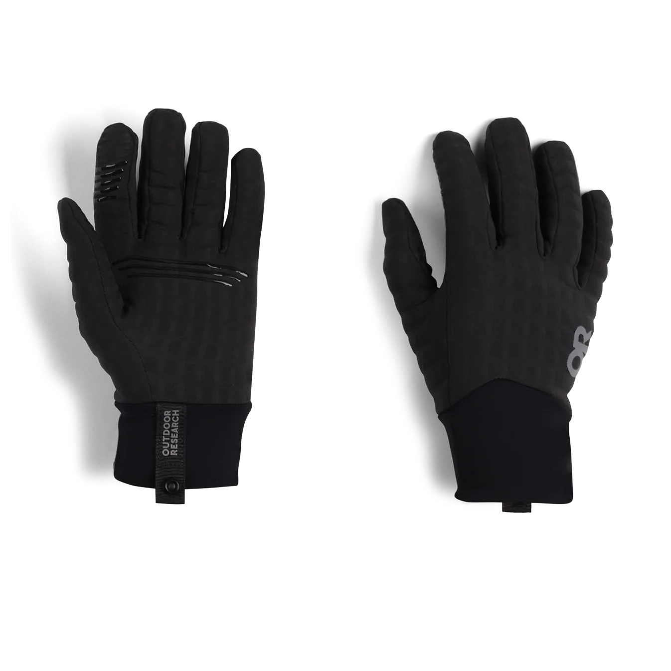 Pair of black gloves on a white background