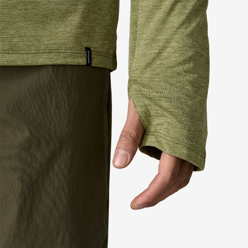 Close up on Patagonia Men’s Capilene Cool Sun Hoody Fitz Roy Trout thumb loop