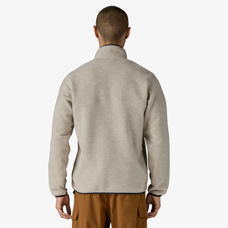 Patagonia Men's Lightweight Synchilla Snap-T Fleece Pullover worn by a man showing the back