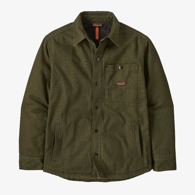 Green Patagonia Mens Iron Forge Fleece Lined Jac-Shirt Flat Lay