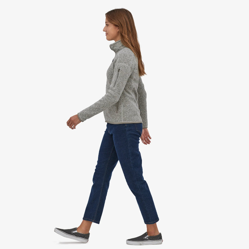 Woman wearing the Patagonia Women's Better Sweater Fleece Jacket walking