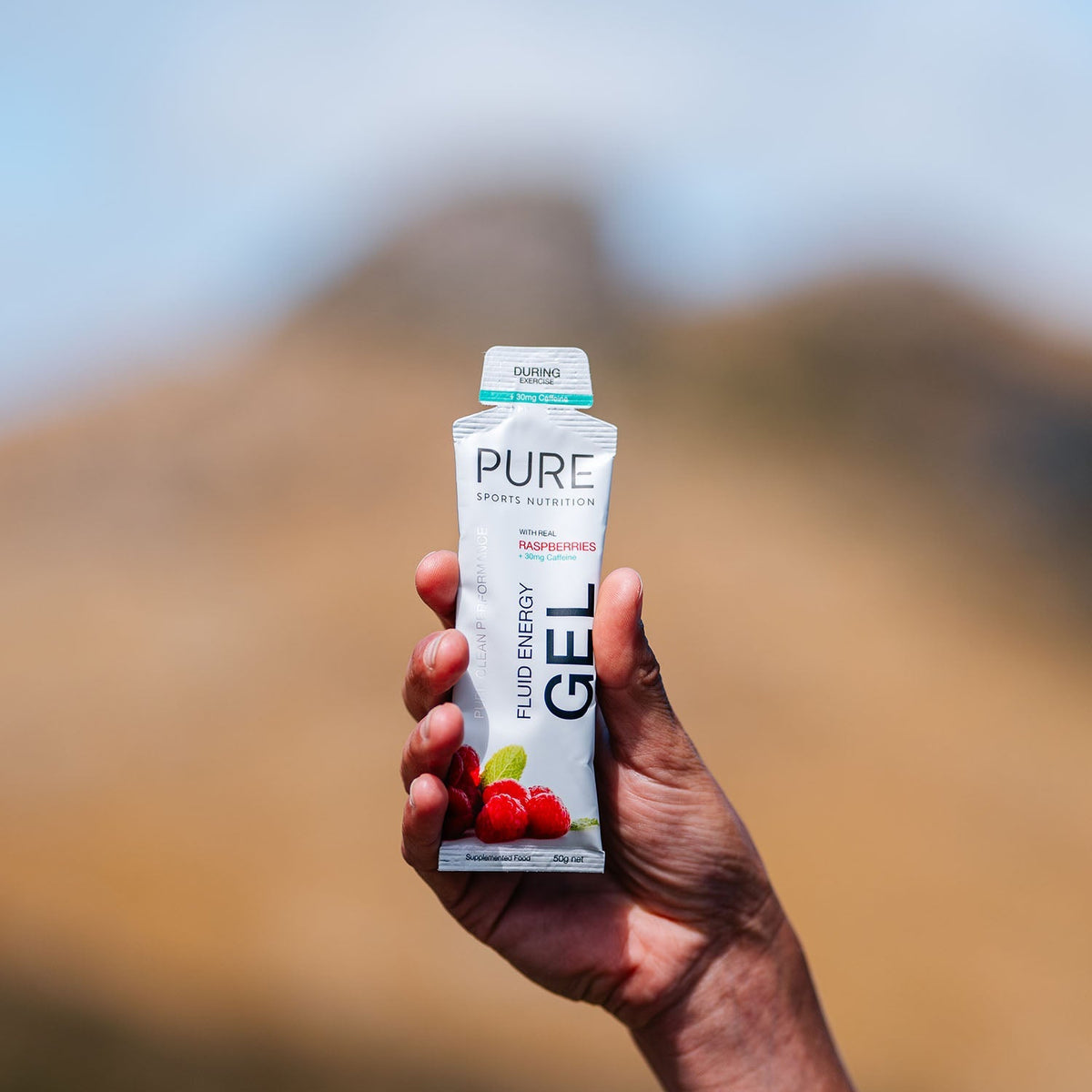 PURE Fluid Energy Gel Box of 18 - Raspberry + Caffeine