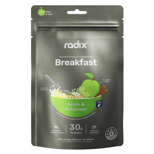 Radix Apple & Cinnamon breakfast package on a white background