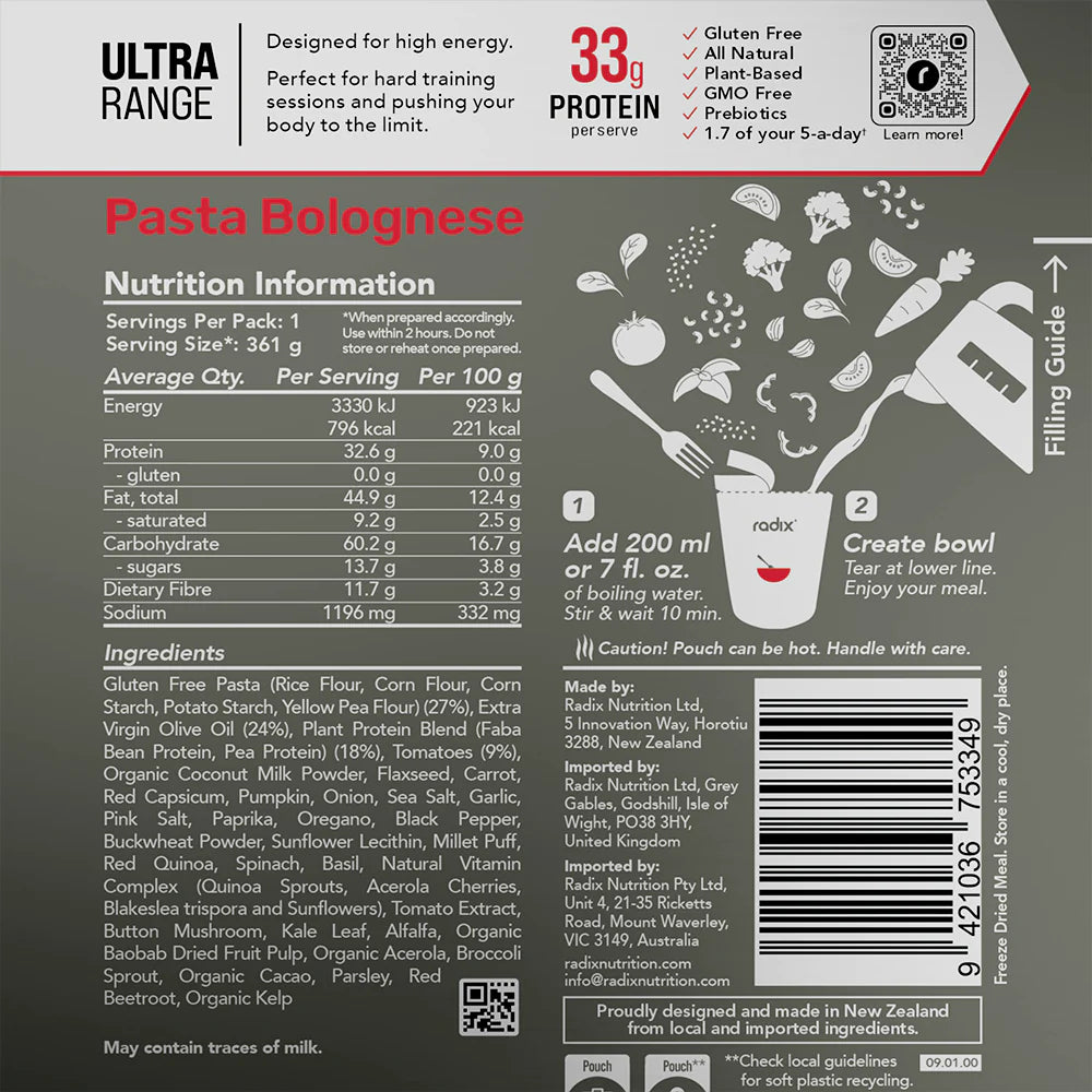 Radix Nutrition Ultra V9 Meals 800 Kcal
