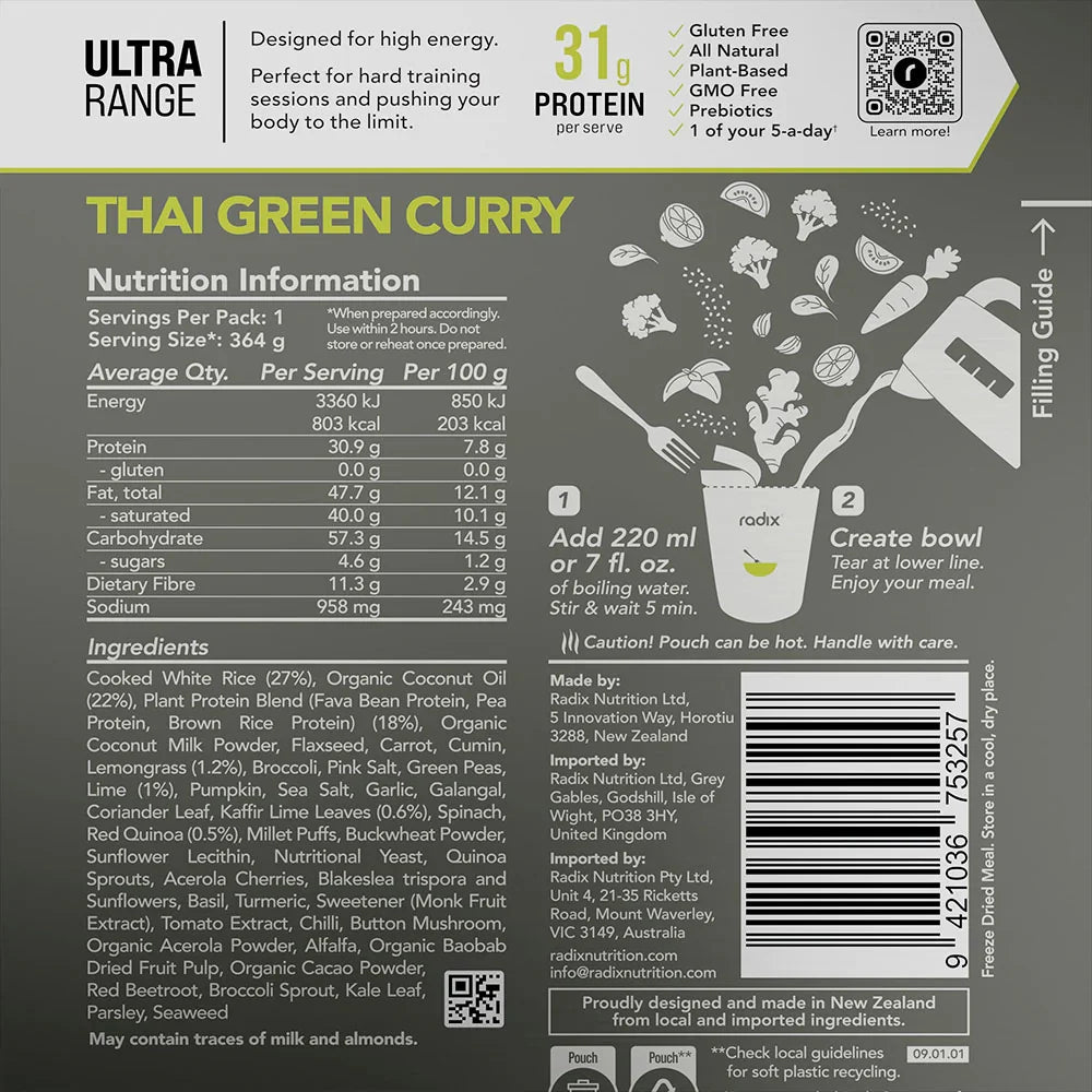 Radix Nutrition Ultra V9 Meals 800 Kcal - Thai Green Curry 3