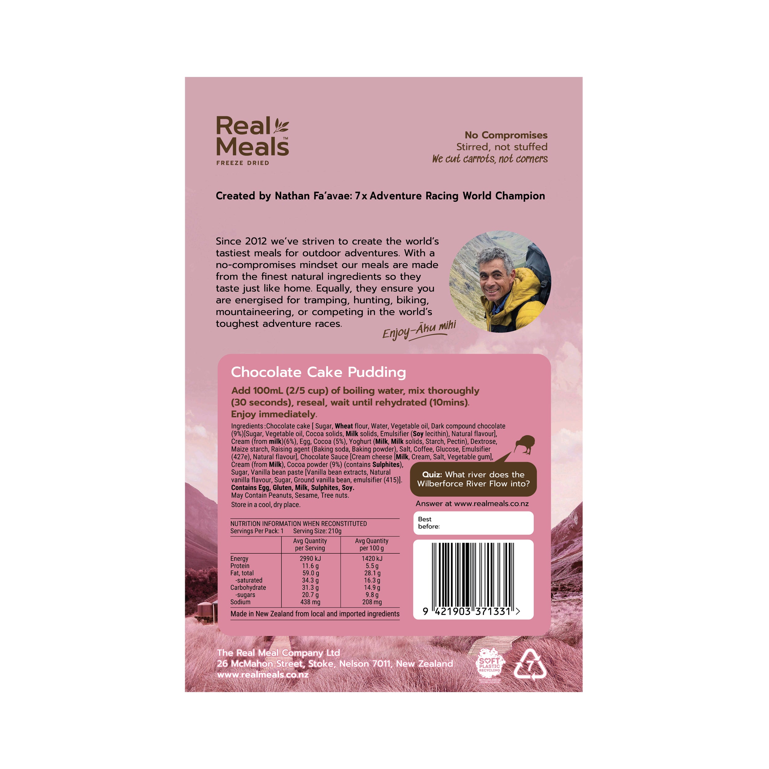 Real Meals Chocolate Cake Pudding Freeze Dried Meal