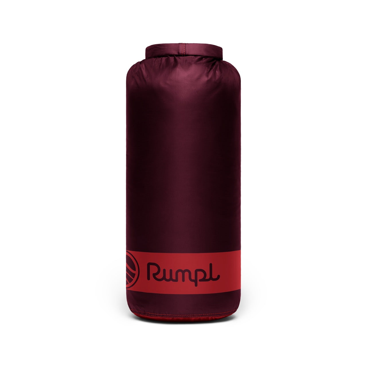 Maroon Rumpl waterproof blanket with red logo on a white background