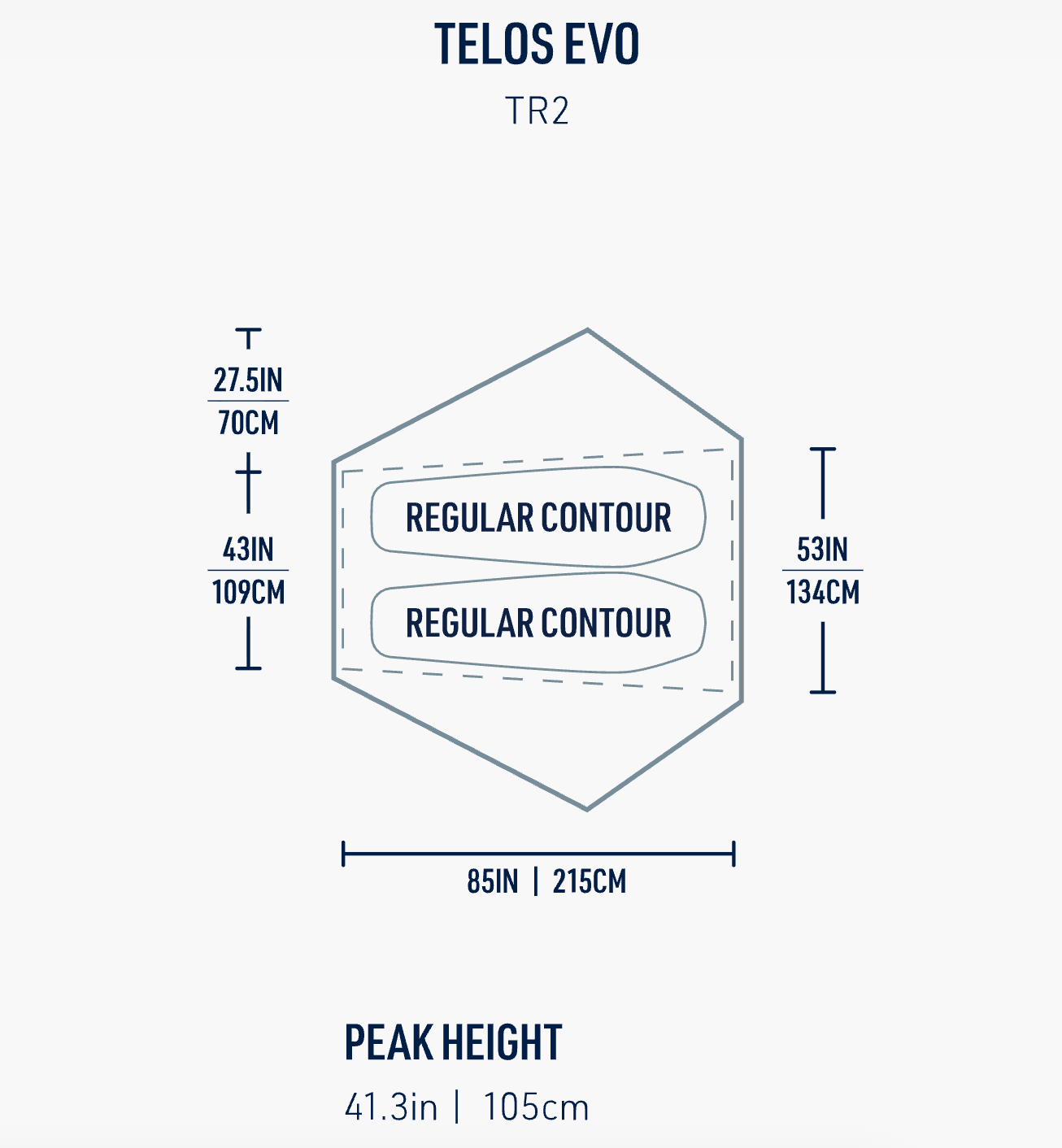 Technical drawing of a tent with dimensions labeled.