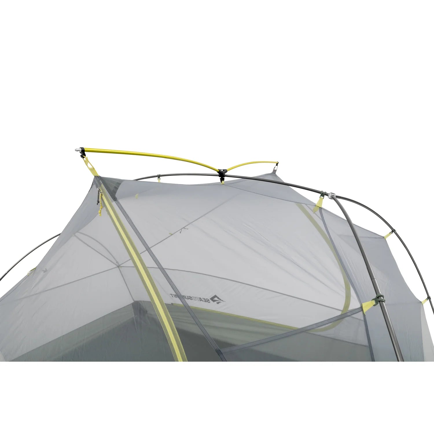 Camping tent with mesh side panel on a white background