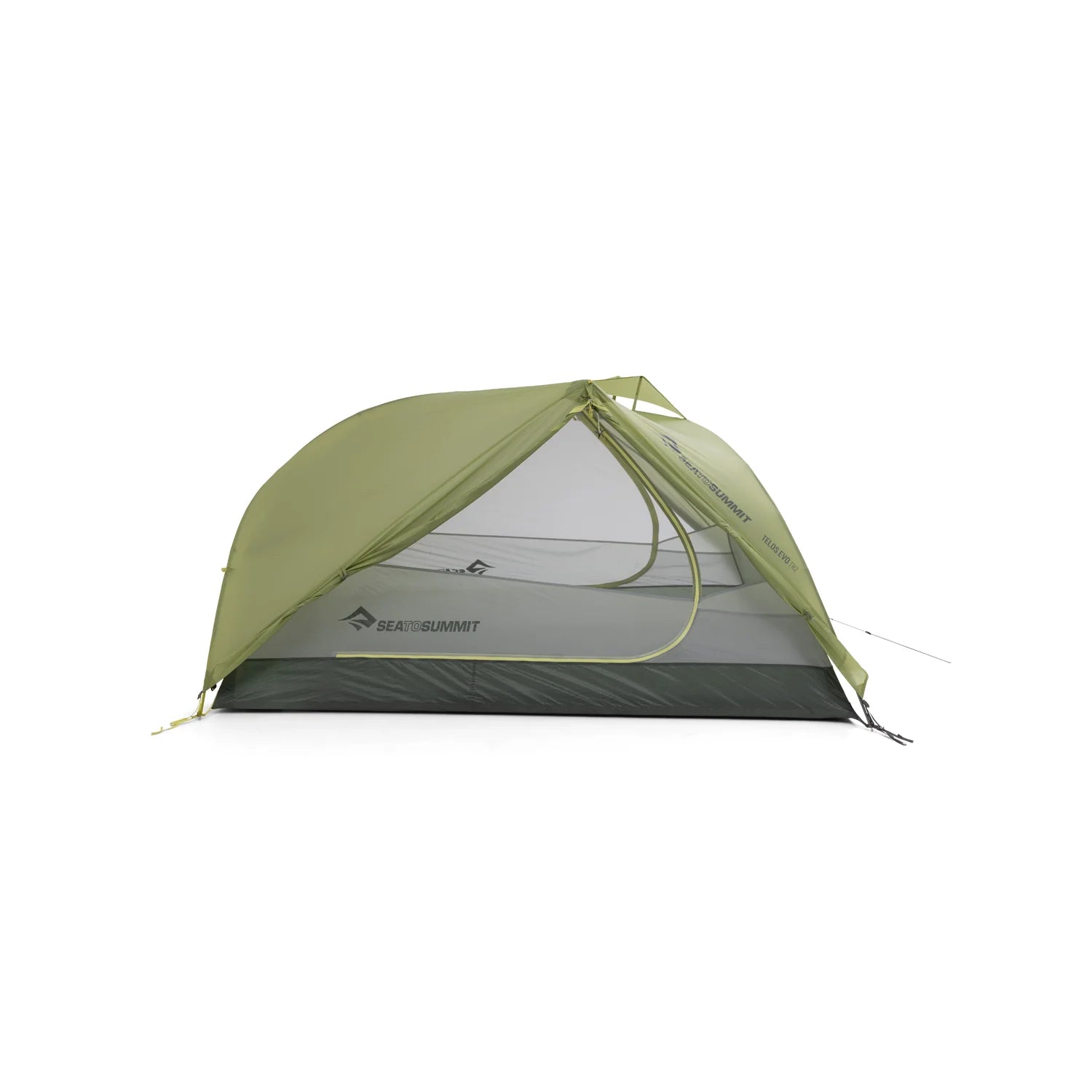 Green camping tent on a white background
