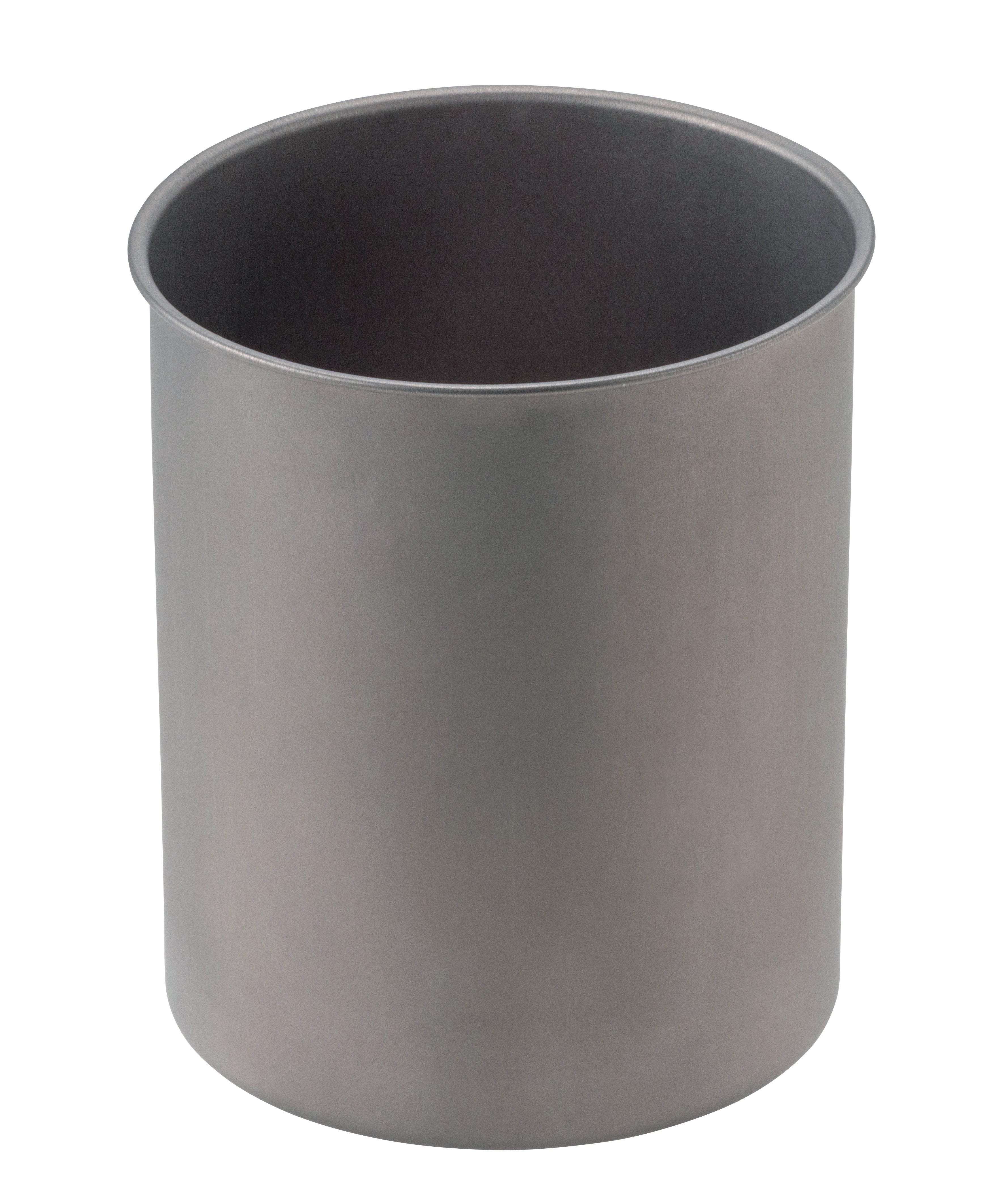 Gray metal pot on a white background