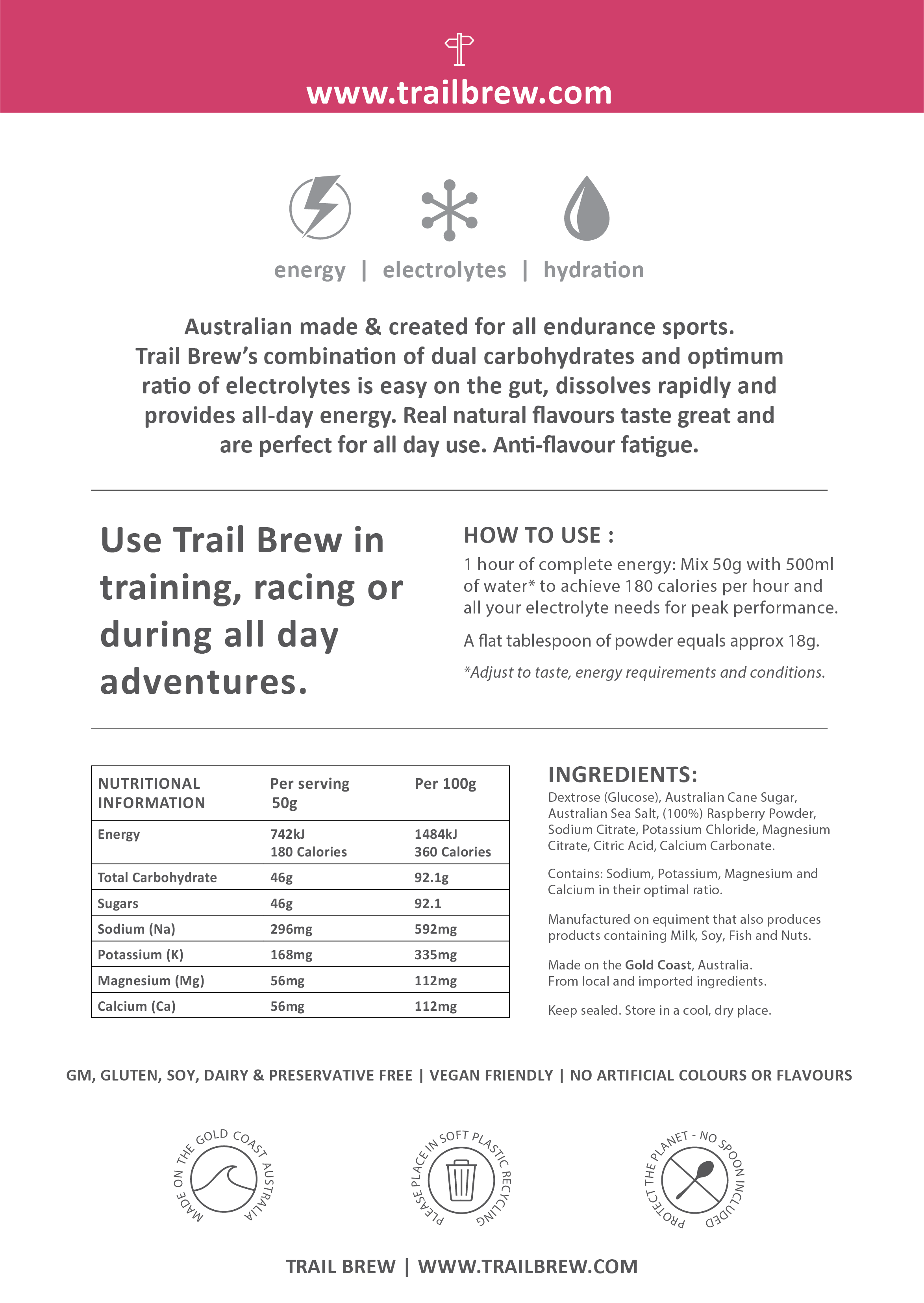 Trail Brew (1kg) Energy + Electrolytes