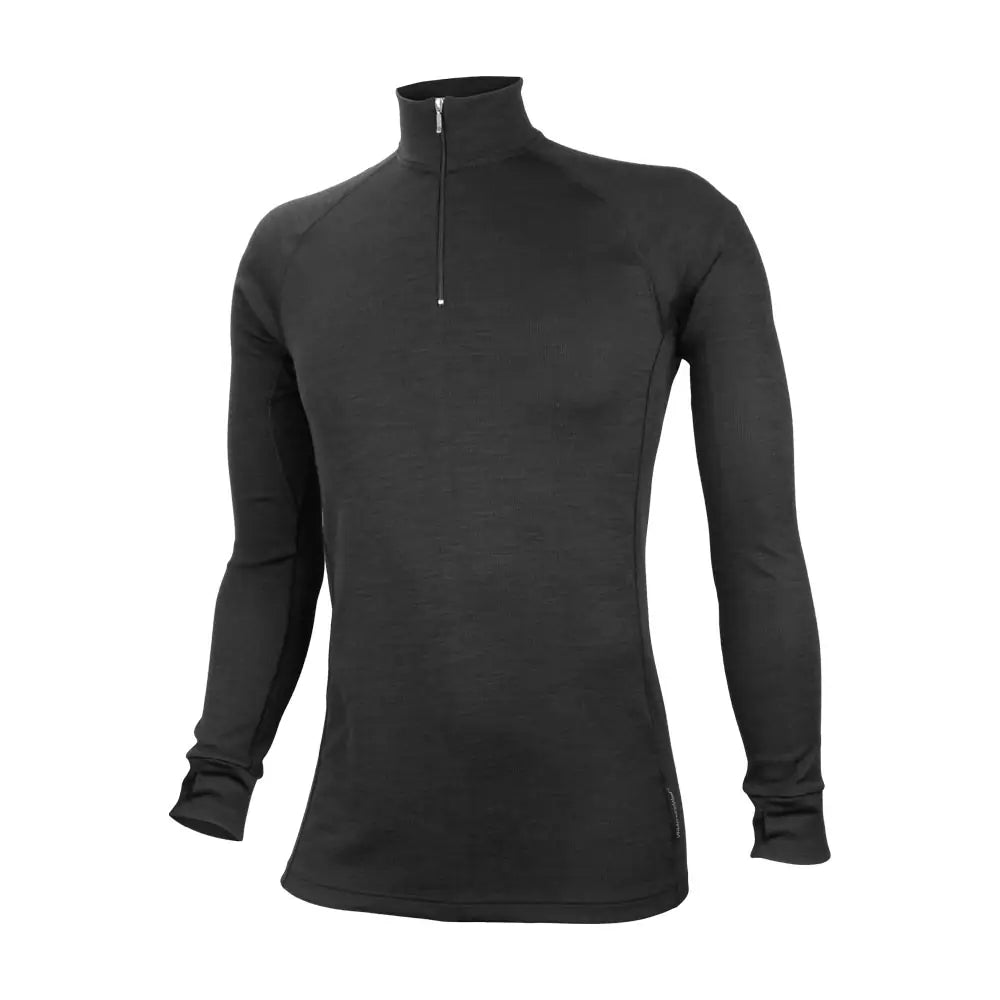 Wilderness Wear Merino Fusion 190 Long Sleeve Zip Neck Men - Pure Black 2