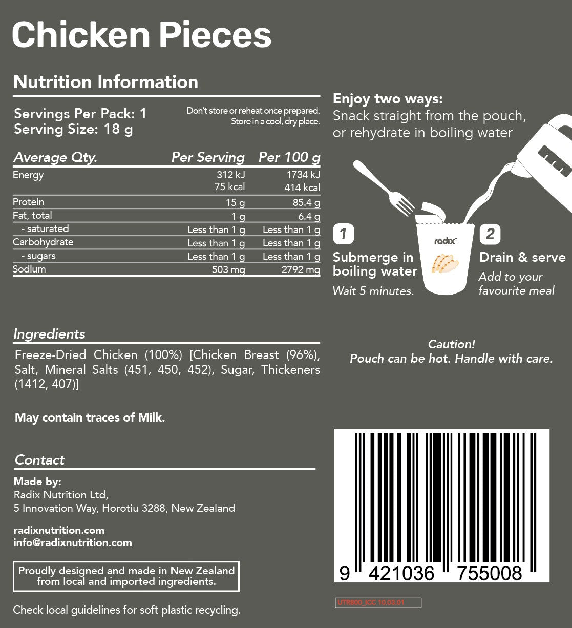 Radix Nutrition Freeze Dried Chicken Pieces 18g