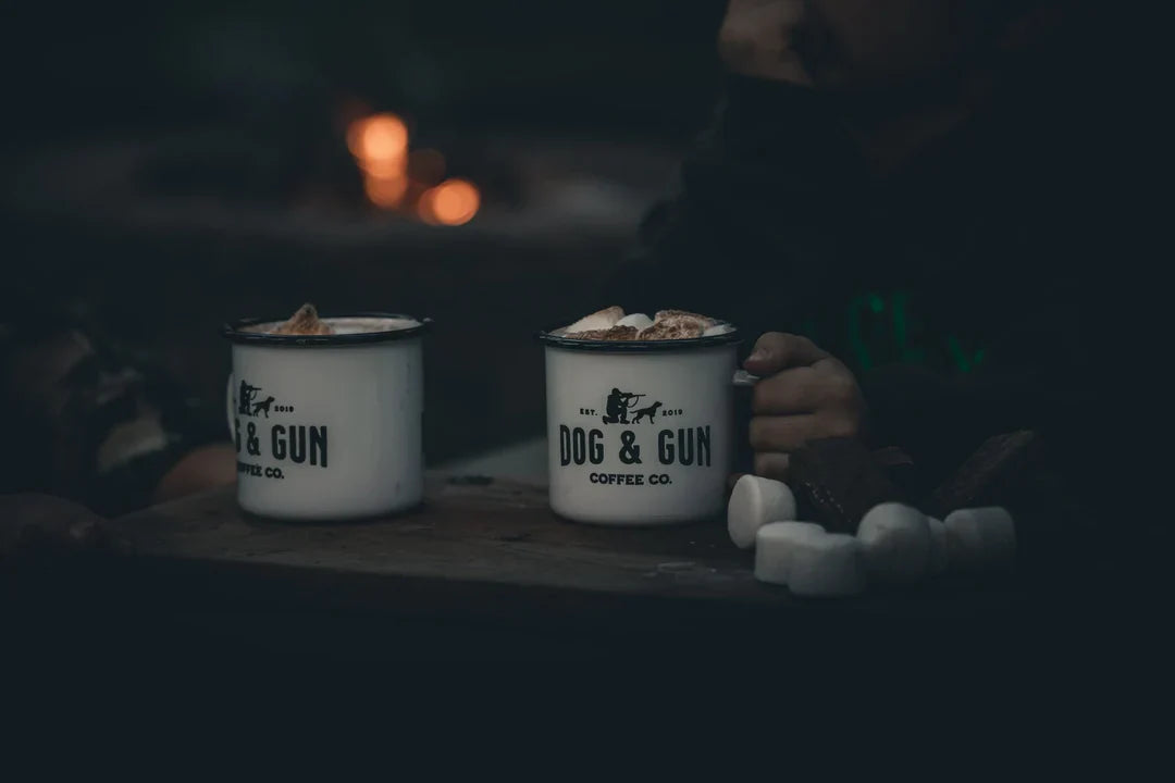 Dog and Gun Enamel Mug - White 4