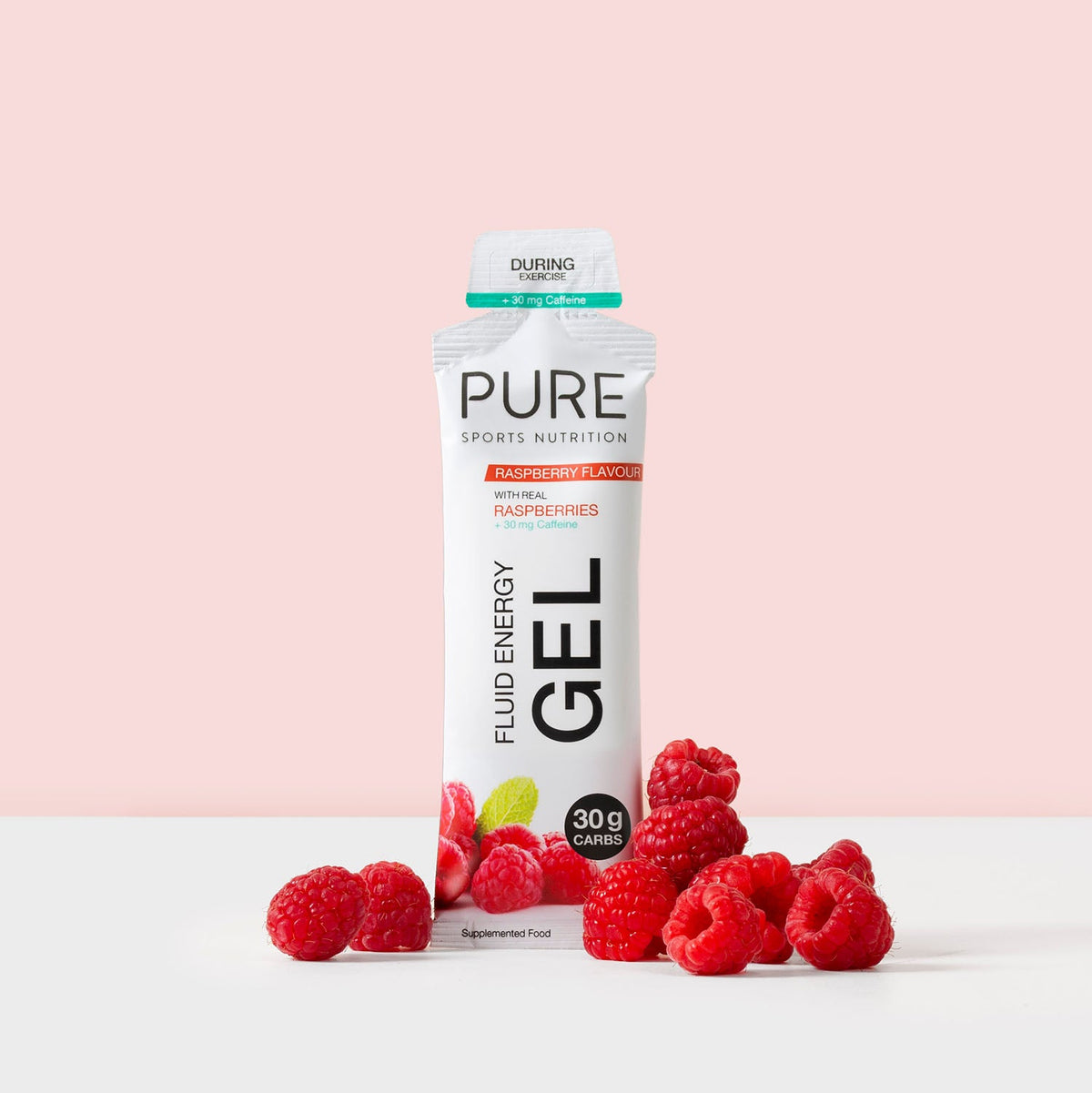PURE Fluid Energy Gel Box of 18 - Raspberry + Caffeine