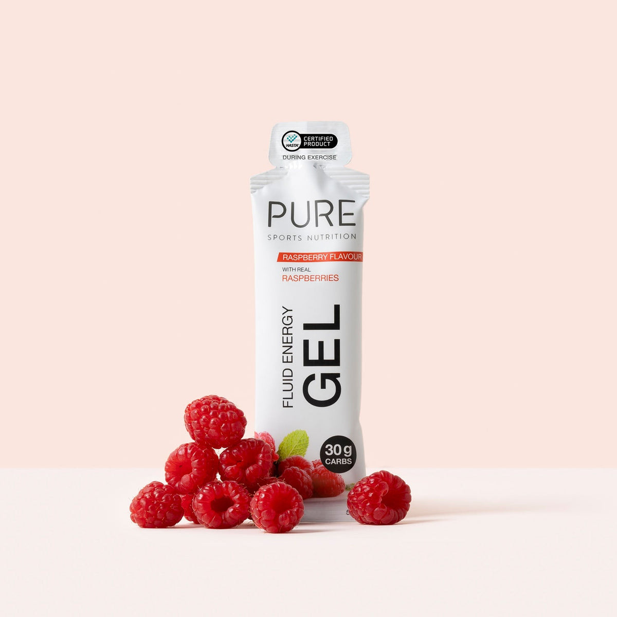 PURE Fluid Energy Gel Box of 18 - Raspberry (No Caffeine, HASTA)
