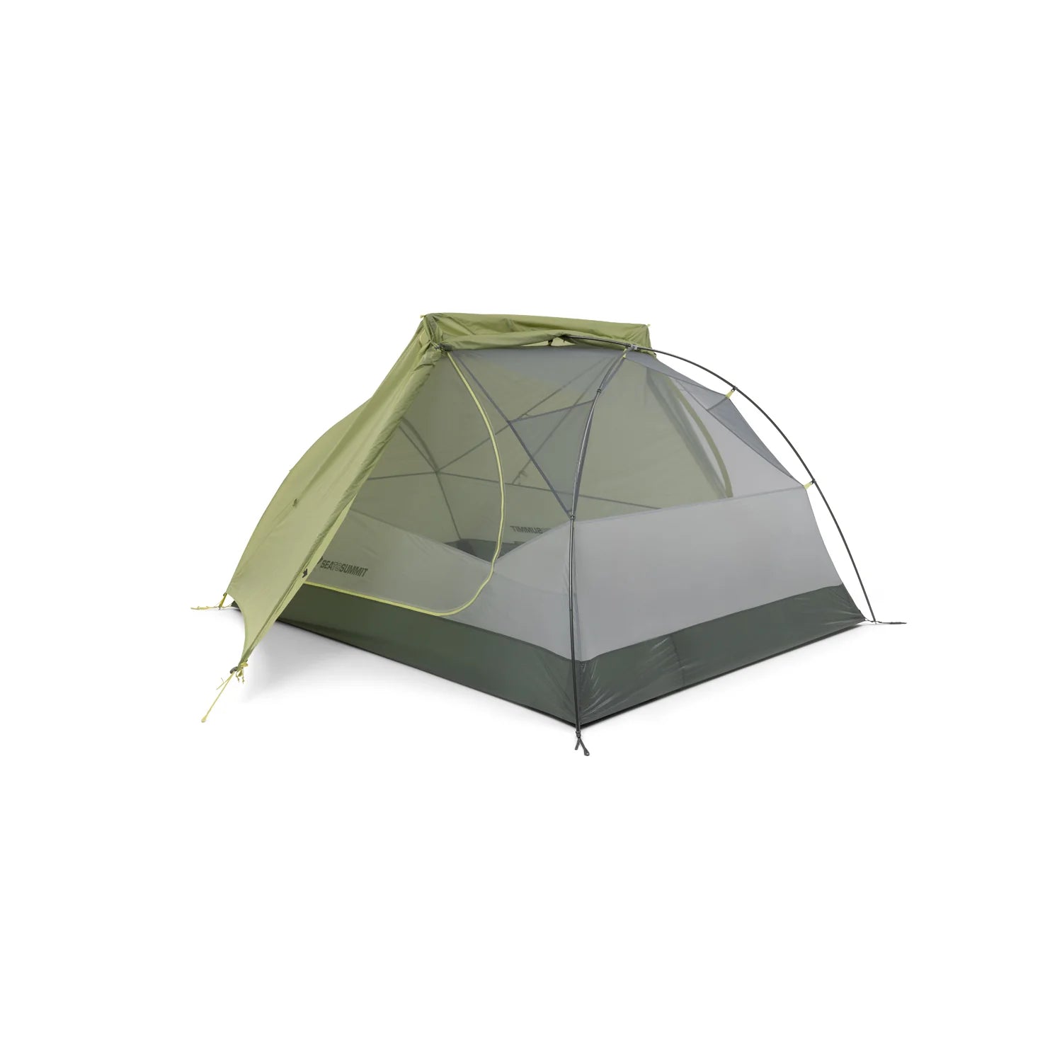 Green and gray tent on a white background