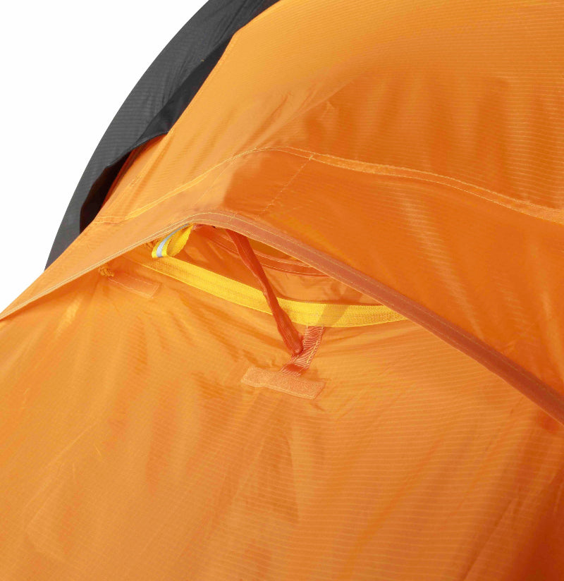 orange tent with a vent